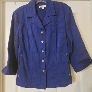 Coldwater Creek women's blue 3/4 sleeve snap-front blazer/jacket